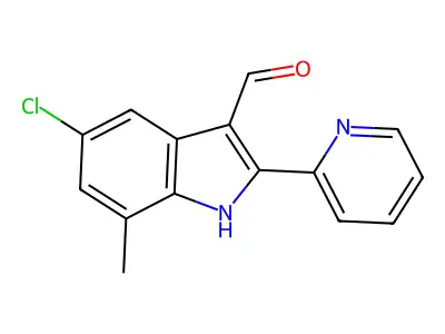 1H-Indole-3-carboxaldehyde, 5-chloro-7-methyl-2-(2-pyridinyl)- structure