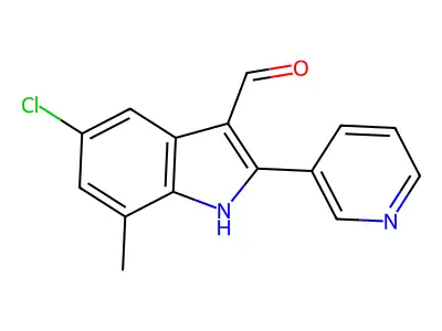 1H-Indole-3-carboxaldehyde, 5-chloro-7-methyl-2-(3-pyridinyl)- structure
