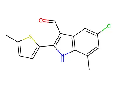 5-chloro-7-methyl-2-(5-methylthiophen-2-yl)-1H-indole-3-carbaldehyde structure