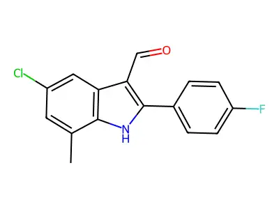 5-chloro-2-(4-fluorophenyl)-7-methyl-1H-indole-3-carbaldehyde structure