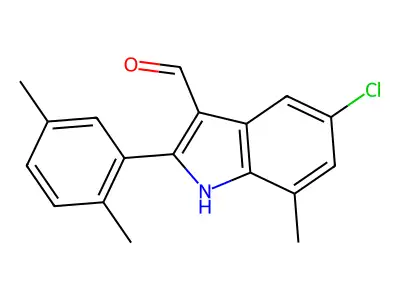 1H-Indole-3-carboxaldehyde, 5-chloro-2-(2,5-dimethylphenyl)-7-methyl- structure
