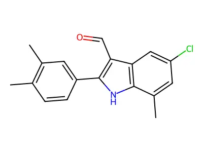 1H-Indole-3-carboxaldehyde, 5-chloro-2-(3,4-dimethylphenyl)-7-methyl- structure