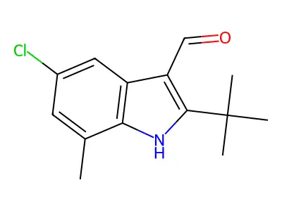 2-tert-butyl-5-chloro-7-methyl-1H-indole-3-carbaldehyde structure