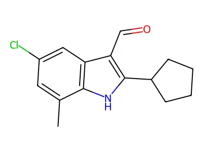 1H-Indole-3-carboxaldehyde, 5-chloro-2-cyclopentyl-7-methyl- structure