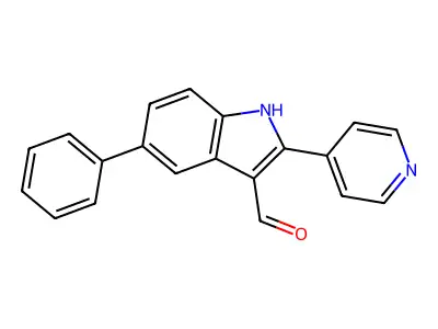 1H-Indole-3-carboxaldehyde, 5-phenyl-2-(4-pyridinyl)- structure