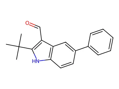 2-tert-butyl-5-phenyl-1H-indole-3-carbaldehyde structure
