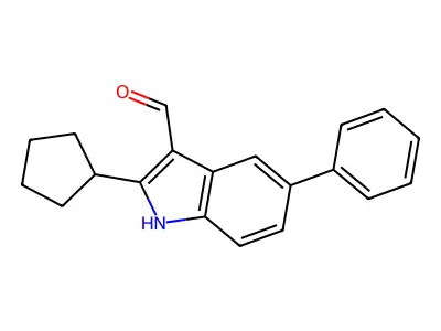 2-cyclopentyl-5-phenyl-1H-indole-3-carbaldehyde structure