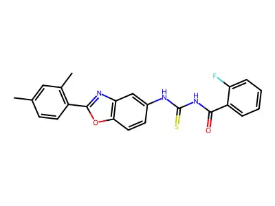 N-{[2-(2,4-dimethylphenyl)-1,3-benzoxazol-5-yl]carbamothioyl}-2-fluorobenzamide structure