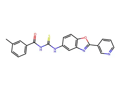 3-methyl-N-{[2-(pyridin-3-yl)-1,3-benzoxazol-5-yl]carbamothioyl}benzamide structure