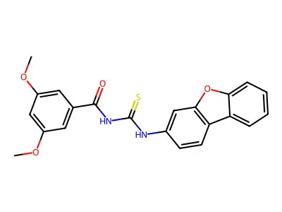 N-(dibenzo[b,d]furan-3-ylcarbamothioyl)-3,5-dimethoxybenzamide structure