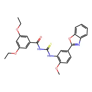 N-{[5-(1,3-benzoxazol-2-yl)-2-methoxyphenyl]carbamothioyl}-3,5-diethoxybenzamide structure