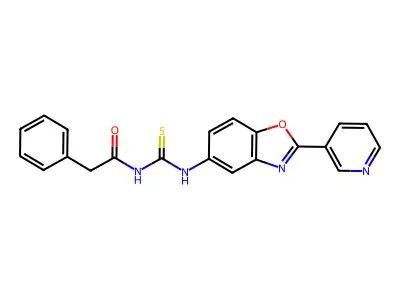 2-phenyl-N-{[2-(pyridin-3-yl)-1,3-benzoxazol-5-yl]carbamothioyl}acetamide structure