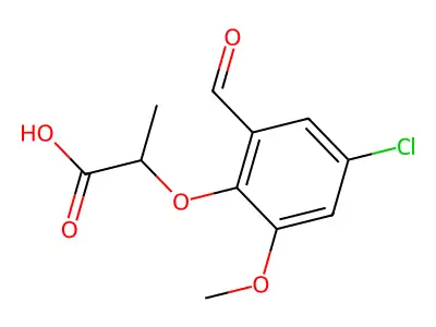 2-(4-Chloro-2-formyl-6-methoxyphenoxy)propanoic acid structure