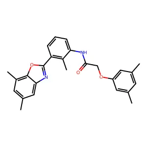 N-[3-(5,7-dimethyl-1,3-benzoxazol-2-yl)-2-methylphenyl]-2-(3,5-dimethylphenoxy)acetamide structure