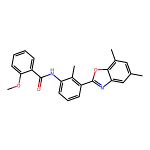 N-[3-(5,7-dimethyl-1,3-benzoxazol-2-yl)-2-methylphenyl]-2-methoxybenzamide structure