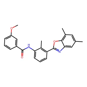 N-[3-(5,7-dimethyl-1,3-benzoxazol-2-yl)-2-methylphenyl]-3-methoxybenzamide structure