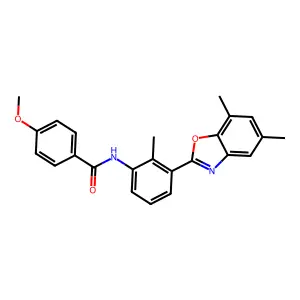 N-[3-(5,7-dimethyl-1,3-benzoxazol-2-yl)-2-methylphenyl]-4-methoxybenzamide structure