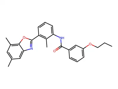 N-[3-(5,7-dimethyl-1,3-benzoxazol-2-yl)-2-methylphenyl]-3-propoxybenzamide structure