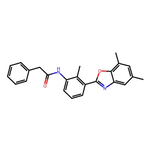 N-[3-(5,7-dimethyl-1,3-benzoxazol-2-yl)-2-methylphenyl]-2-phenylacetamide structure