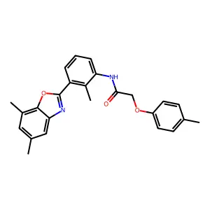 N-[3-(5,7-dimethyl-1,3-benzoxazol-2-yl)-2-methylphenyl]-2-(4-methylphenoxy)acetamide structure
