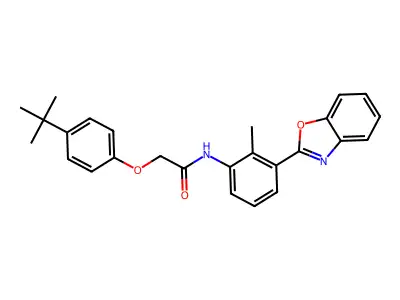 N-[3-(1,3-benzoxazol-2-yl)-2-methylphenyl]-2-(4-tert-butylphenoxy)acetamide structure