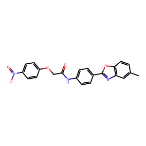 N-[4-(5-methyl-1,3-benzoxazol-2-yl)phenyl]-2-(4-nitrophenoxy)acetamide structure