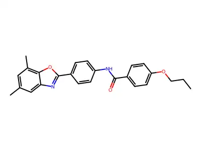 N-[4-(5,7-dimethyl-1,3-benzoxazol-2-yl)phenyl]-4-propoxybenzamide structure