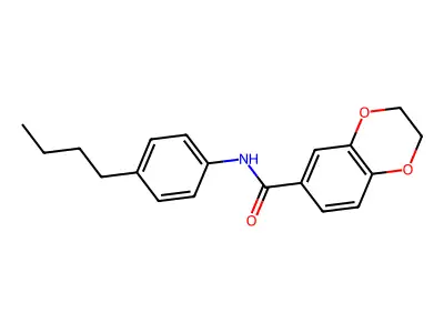 N-(4-butylphenyl)-2,3-dihydro-1,4-benzodioxine-6-carboxamide structure