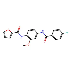N-[4-[(4-fluorobenzoyl)amino]-2-methoxyphenyl]furan-2-carboxamide structure