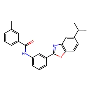 3-methyl-N-{3-[5-(propan-2-yl)-1,3-benzoxazol-2-yl]phenyl}benzamide structure