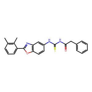 N-{[2-(2,3-dimethylphenyl)-1,3-benzoxazol-5-yl]carbamothioyl}-2-phenylacetamide structure