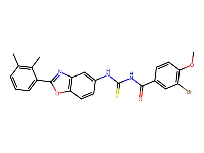 3-bromo-N-{[2-(2,3-dimethylphenyl)-1,3-benzoxazol-5-yl]carbamothioyl}-4-methoxybenzamide structure