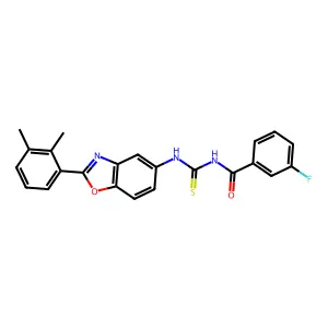 N-{[2-(2,3-dimethylphenyl)-1,3-benzoxazol-5-yl]carbamothioyl}-3-fluorobenzamide structure