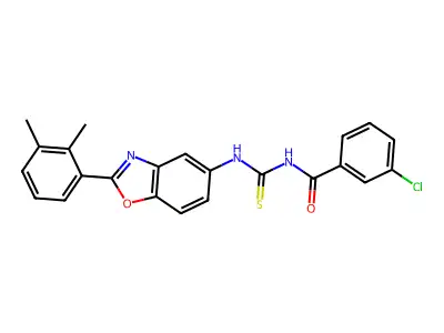 3-chloro-N-{[2-(2,3-dimethylphenyl)-1,3-benzoxazol-5-yl]carbamothioyl}benzamide structure