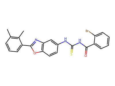 2-bromo-N-{[2-(2,3-dimethylphenyl)-1,3-benzoxazol-5-yl]carbamothioyl}benzamide structure