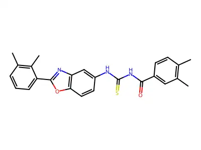 N-{[2-(2,3-dimethylphenyl)-1,3-benzoxazol-5-yl]carbamothioyl}-3,4-dimethylbenzamide structure