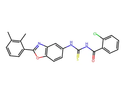 2-chloro-N-{[2-(2,3-dimethylphenyl)-1,3-benzoxazol-5-yl]carbamothioyl}benzamide structure