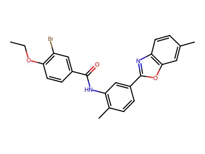 3-bromo-4-ethoxy-N-[2-methyl-5-(6-methyl-1,3-benzoxazol-2-yl)phenyl]benzamide structure