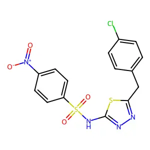 N-[5-[(4-chlorophenyl)methyl]-1,3,4-thiadiazol-2-yl]-4-nitrobenzenesulfonamide structure