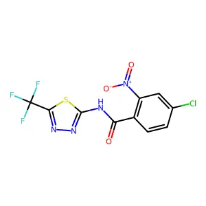 4-chloro-2-nitro-N-[5-(trifluoromethyl)-1,3,4-thiadiazol-2-yl]benzamide structure