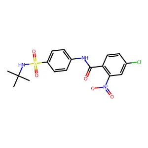 N-[4-(tert-butylsulfamoyl)phenyl]-4-chloro-2-nitrobenzamide structure