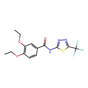 3,4-diethoxy-N-[5-(trifluoromethyl)-1,3,4-thiadiazol-2-yl]benzamide structure