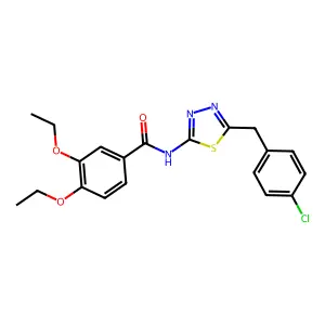 N-[5-[(4-chlorophenyl)methyl]-1,3,4-thiadiazol-2-yl]-3,4-diethoxybenzamide structure