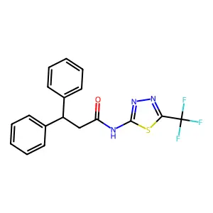 3,3-diphenyl-N-[5-(trifluoromethyl)-1,3,4-thiadiazol-2-yl]propanamide structure
