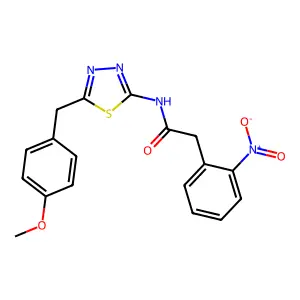 N-[5-(4-methoxybenzyl)-1,3,4-thiadiazol-2-yl]-2-(2-nitrophenyl)acetamide structure