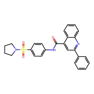 2-phenyl-N-[4-(pyrrolidin-1-ylsulfonyl)phenyl]quinoline-4-carboxamide structure
