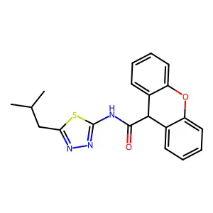 N-[5-(2-methylpropyl)-1,3,4-thiadiazol-2-yl]-9H-xanthene-9-carboxamide structure