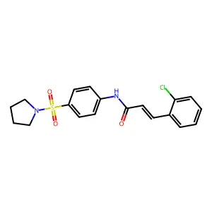 (E)-3-(2-chlorophenyl)-N-(4-pyrrolidin-1-ylsulfonylphenyl)prop-2-enamide structure