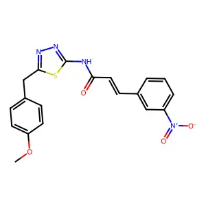 (E)-N-[5-[(4-methoxyphenyl)methyl]-1,3,4-thiadiazol-2-yl]-3-(3-nitrophenyl)prop-2-enamide structure