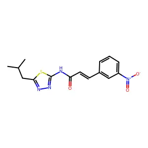 (E)-N-[5-(2-methylpropyl)-1,3,4-thiadiazol-2-yl]-3-(3-nitrophenyl)prop-2-enamide structure